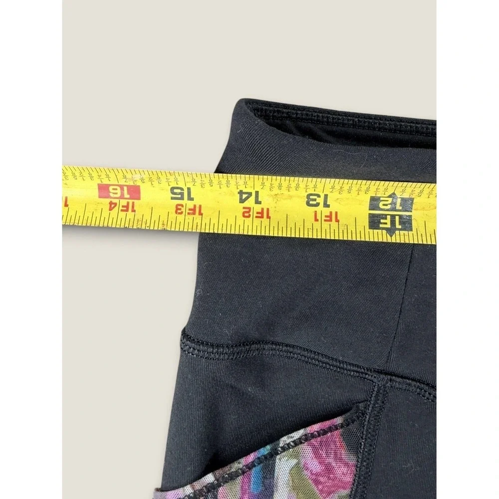 CALIA Carrie Underwood Black Floral Mesh Panel Leggings Pockets Active‎ Women L